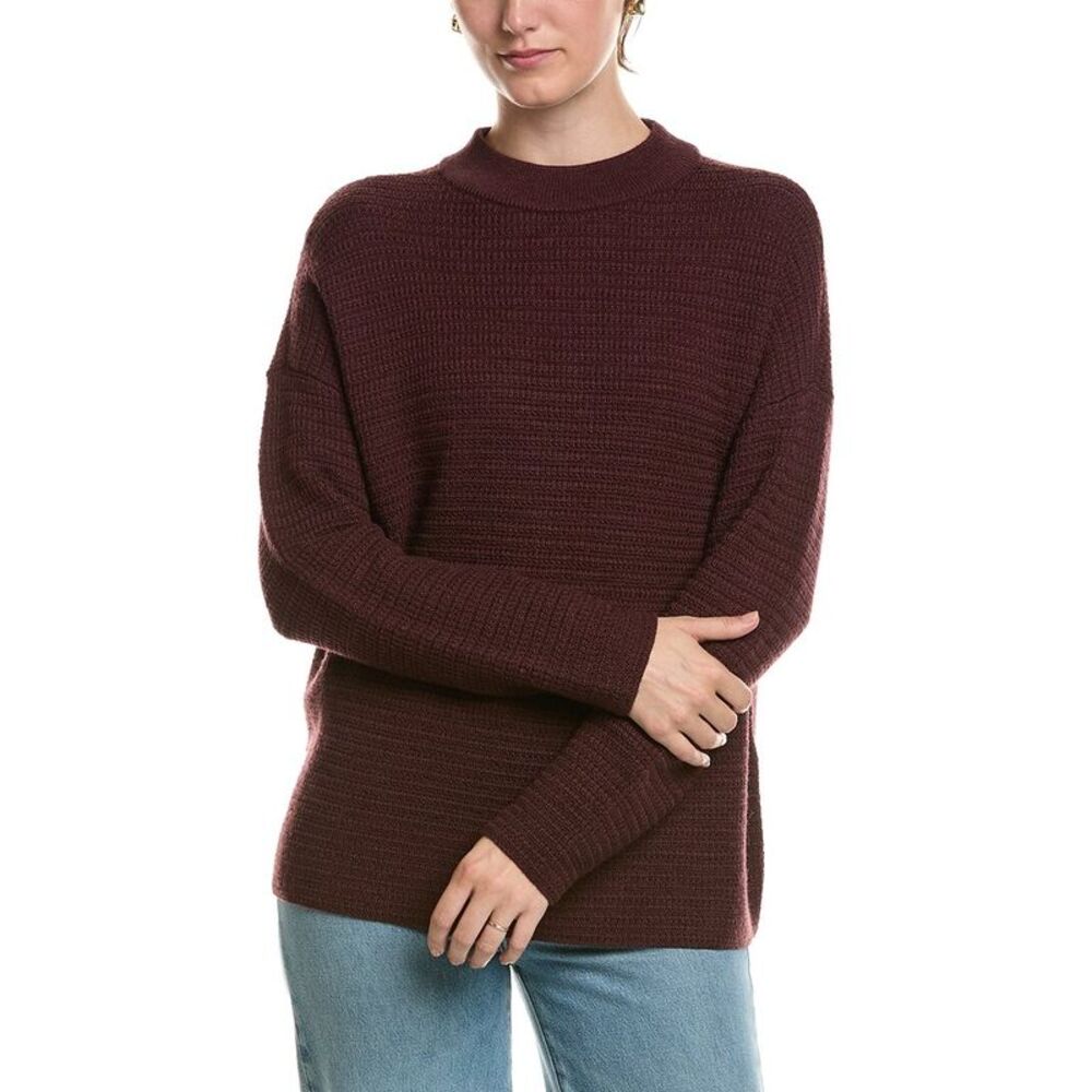 Eileen Fisher Womens Mock Neck Wool Sweater, Red